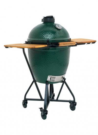 BIG GREEN EGG LARGE + LAIKIKLIS SU INTEGRUOTA RANKENA + LENTYNOS IŠ AKACIJOS