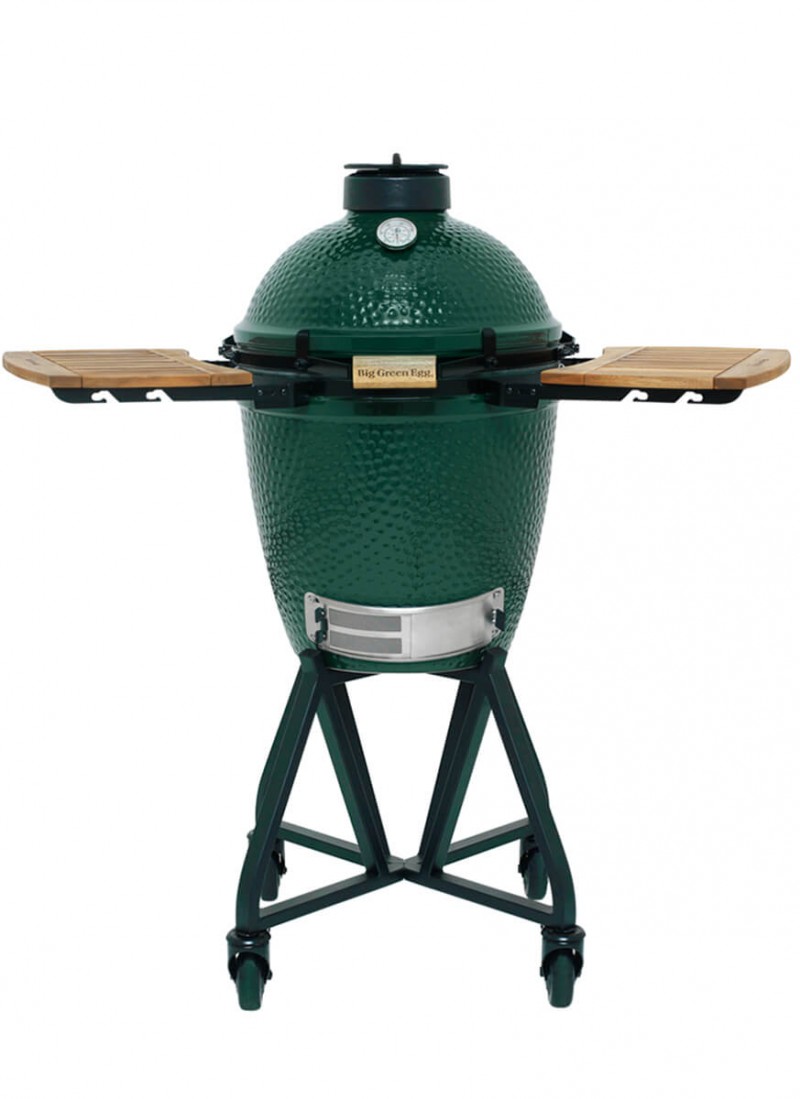 BIG GREEN EGG MEDIUM + LAIKIKLIS SU INTEGRUOTA RANKENA + EGG MATES LENTYNOS IŠ AKACIJOS